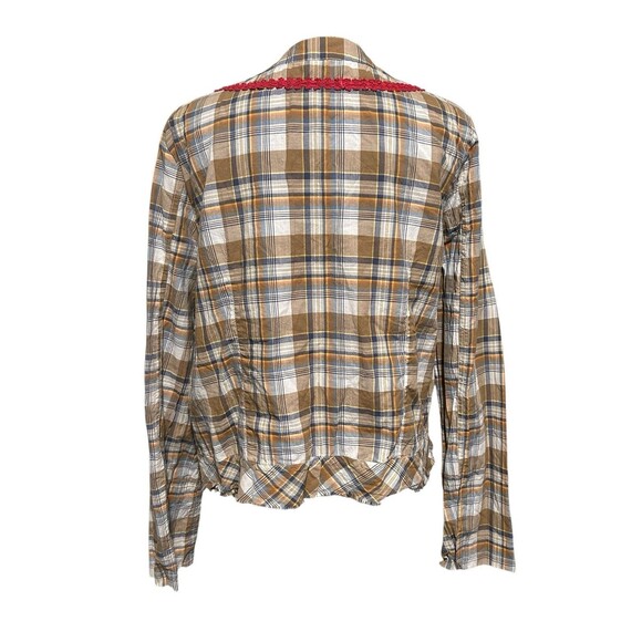 Sundance Jacket Womens 12 Boho Plaid Open Ric Rac Trim Cotton Lightweight Lined - Picture 5 of 7